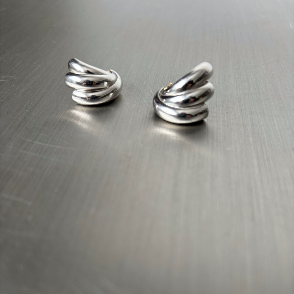 Triple loop silver earrings (925)